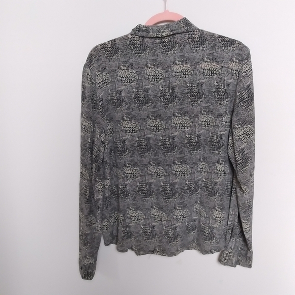 Vintage Kara Snake Print 100% Silk Button Front Shirt Size Large - Picture 3 of 9